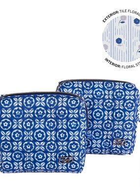 Lug Domino Storage Pouch 2pc set - tile floral blue